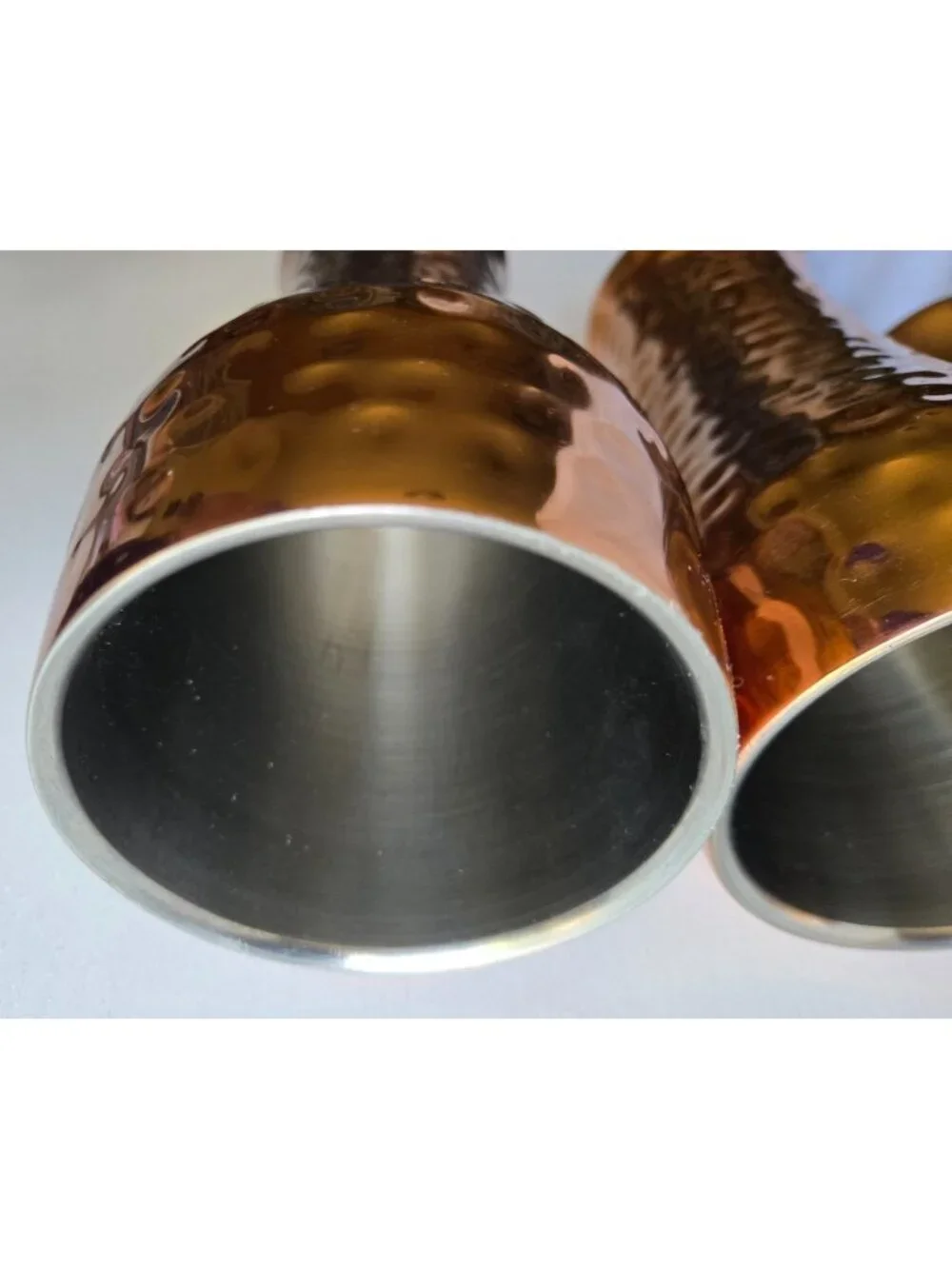 Hammered Copper Tapered Tumblers, 3-Piece Metal Drinking Cups Set for 3
